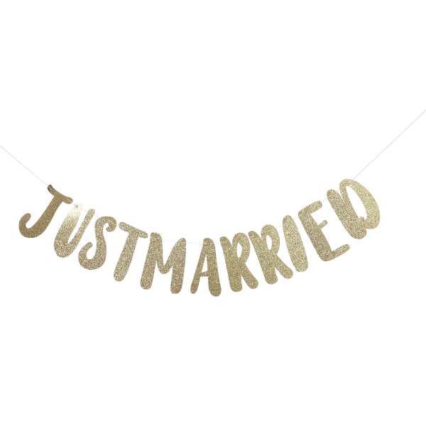 JUST MARRIED Banner Bunting Bogstav Streamer Brudebruser Bryllup Dekoration (Guld)