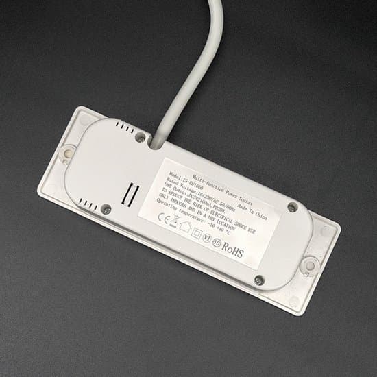 Desktop Power Strip with 2 Outlets, 2 USB Ports, and a 1.5-meter Cable – Suitable for Workspaces and Conference Tables (White).