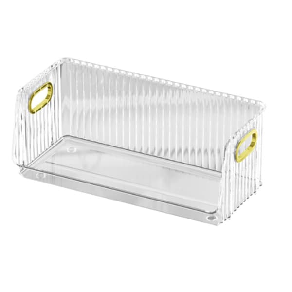 Desktop Organizer PET Clear Stackable Storage Box for Cups Makeup, Modern Gold Edge