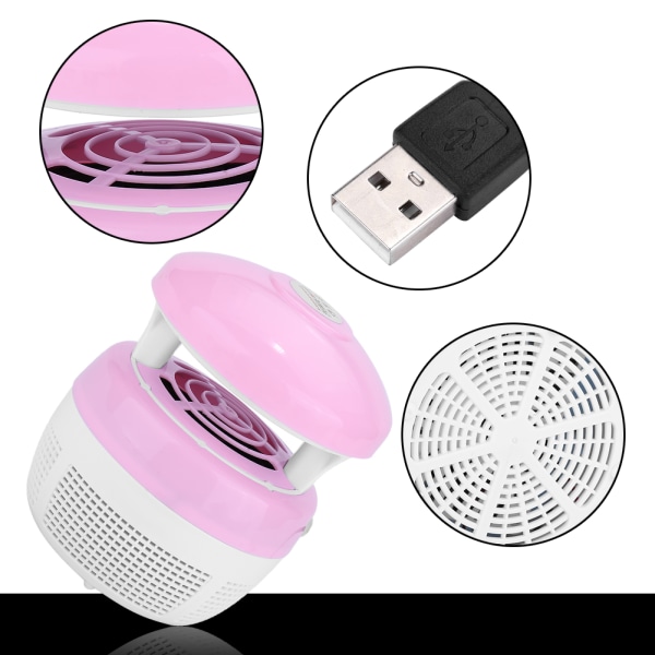 Sikker Elektronisk USB UV Lampe Lys Indendørs Myg Drab Buzz Fly Insekt Bug Killer Pink