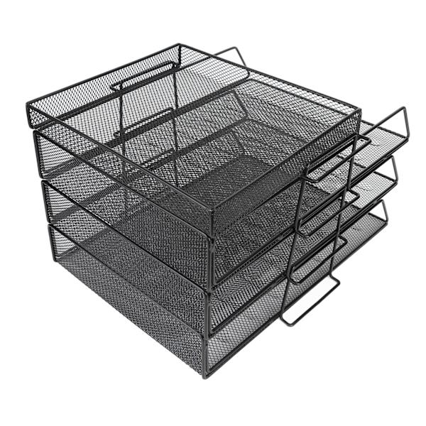4 stk. Filhylde Stabelbar Adskillelig Mesh Huldesign Stor Kapacitet Nem Installation Skrivebords Filopbevaring Holdere