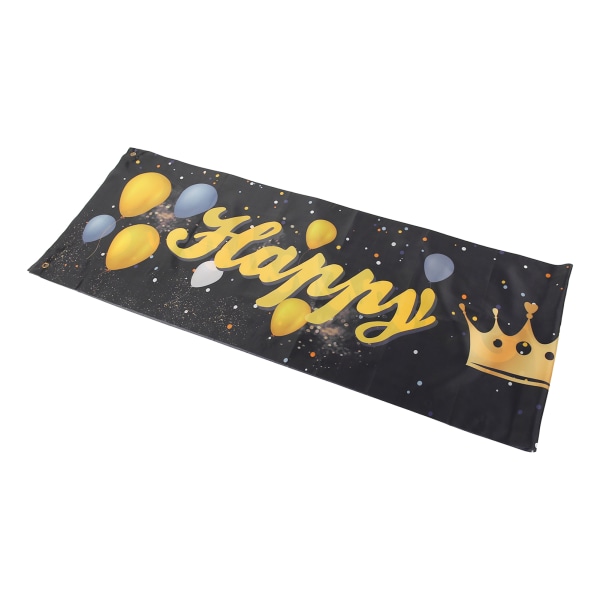 250x48cm Happy Birthday Baggrundsbannerværelse Sort Guld Skilt Poster Stor Glitter Balloner Genanvendelig Fødselsdagsbannerværelse