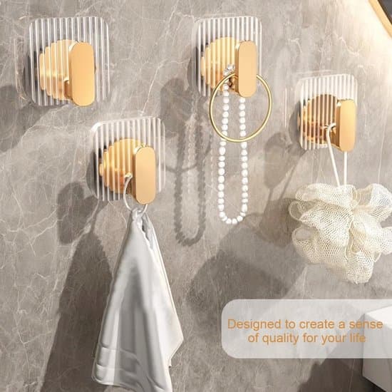 Self-adhesive clothes hooks and towel hangers - 4-pack, multifunctional, suitable for bathroom, kitchen, etc.