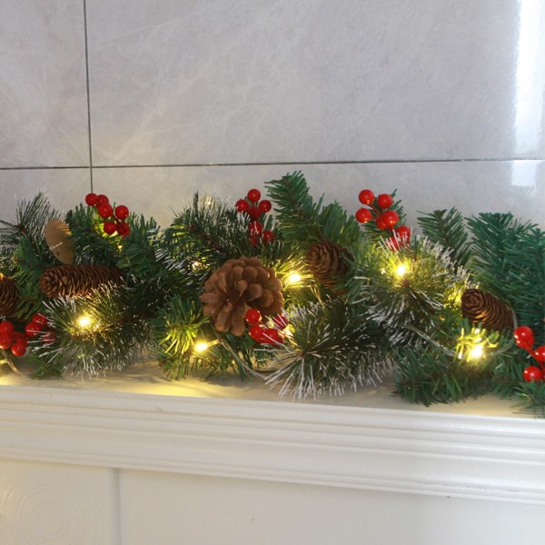 Julgirland med 50 led-belysning konstgjord julgrangirland Dekorativ för trappor Eldstäder Kontor utomhus