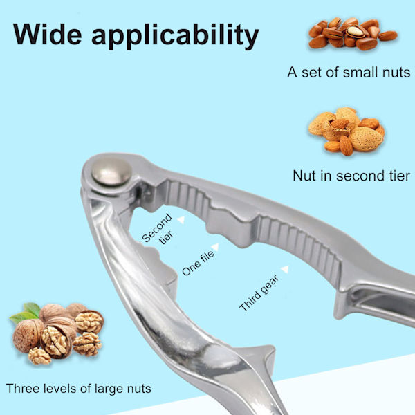 Nøddeknækker Heavy Duty med Anti-Slip Håndtag Rustfrit Stål Nødåbner Værktøj til Valnød Hazelnut Mandler Pecan, Metal Nøddeknækker Værktøj til Alle Slags