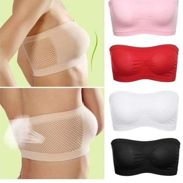 Kvinner Elastisk Stroppeløs Sømløs Beskåret Tube Top BH Bandeau Undertøy