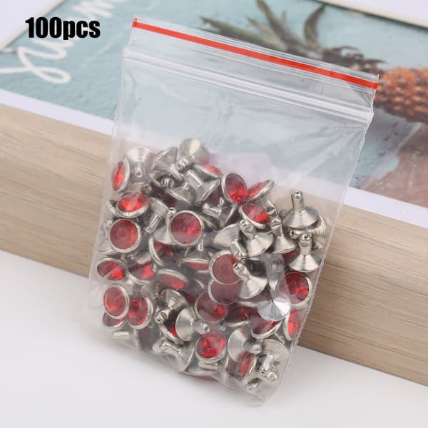 Acrylic Bead 8mm Red DIY Rhinestone Button for Clothing Craft 8mm Silver Edge Crystal Light