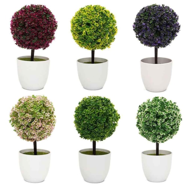 Modekugleformet Kunstig Pottet Ornament Topiary Falsk Plante Bonsai Falsk Plante Hjemmedekoration