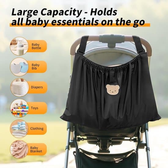 Stroller Bag - Nylon Material - Large Capacity - Suitable for Storing Umbrellas and Pet Supplies - Black Bear Design