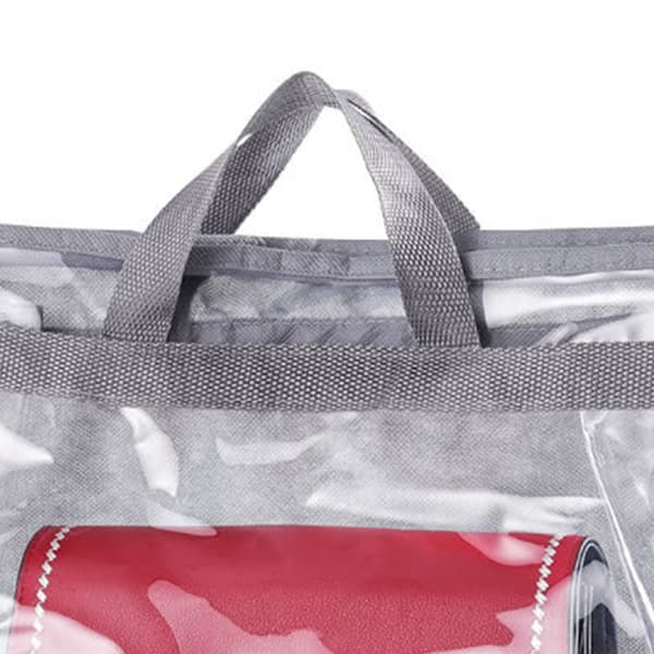 Clear PVC Handbag Storage Bag with Zipper & Handle, Dustproof Organizer for Purses, Wardrobe & Travel