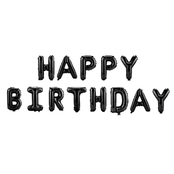 10 st 16" Grattis på födelsedagen brev aluminiumfolie ballonger fest bröllopsdekor (svart)
