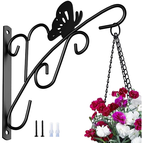 Metall Hengekrog for Planter, Utendørs Veggbrakett for Planter, Blomsterpotter, Fuglematere, Vindklokker, Lanterner