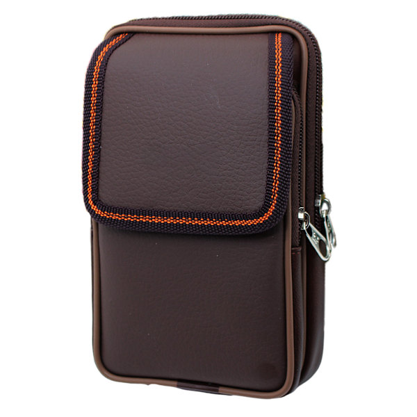 Vertikal PU läder mobiltelefon Fanny pack man bär bälte multifunktion mobiltelefon väska