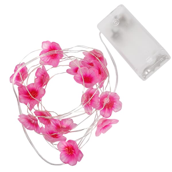 Rosarøde LED-blomsterlyskæder, udvidelig blinkende plastlampe til terrasseudsmykning