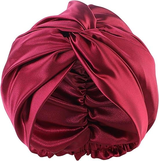 100% Mulberry Silke Sovehette for kvinner Silkehette Dusjhette Myk Silkehette Hodebeskyttelse Justerbar Dobbeltlag 26x23cm