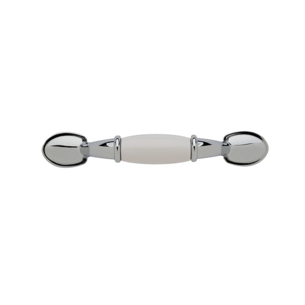 Classic Cabinet Handles with 144mm Center Distance, Chrome and White, 2-pack