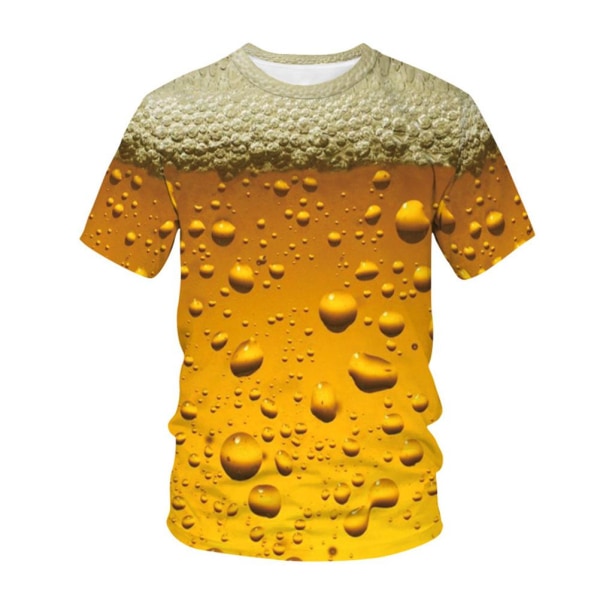 2021 Sommer Unisex Mode Street Outfit Tøj 3D Øl Trykt T-shirt O-hals Kortærmet Toppe til Daglig Brug