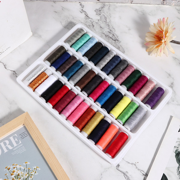 39 st DIY hushållssymaskin färgglad polyestertråd kit kläder sömnad tillbehör tillbehör