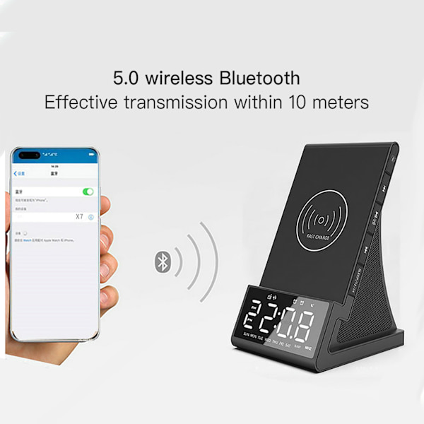 Trådlös Bluetooth-laddare väckarklocka