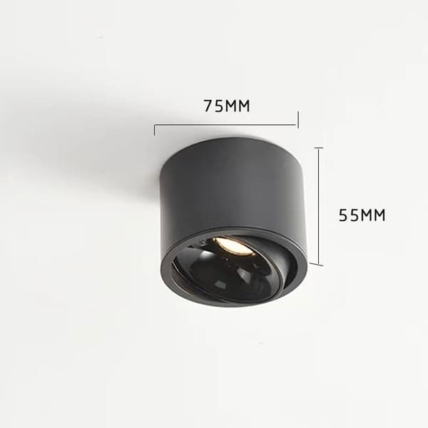 10W Surface Mounted Round Ultra-thin Tube Lamp with Adjustable Angle, LED Glare-free Spotlight, Home Corridor Balcony Ceiling Light - 6000K White Light