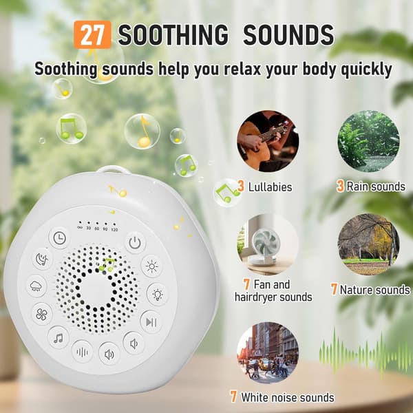 White Noise Machine for Babies with 27 Soothing Sounds and Night Light