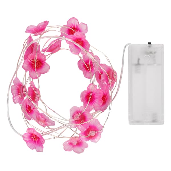 Rose Red LED Flower String Lights, Expandable Plastic Flashing Lamp for Patio Decoration