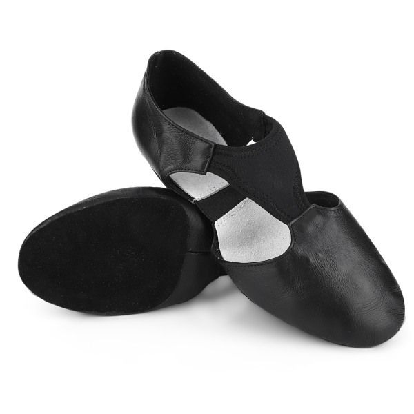 1 Pair PU Leather Jazz Ballroom Black Dance Shoes Adult Girls Children Dancing Shoe(38)