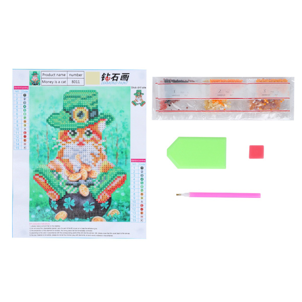DIY Timantti-kirjonta Ristinommel eläin Diamond Painting Taidekäsityö Koti Sisustus (Kissa)