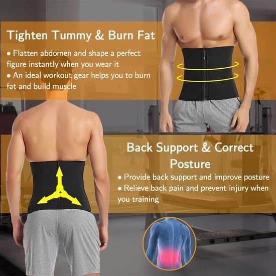 Midjebelte for menn i latex, sportsmidjetrener, shapewear - M