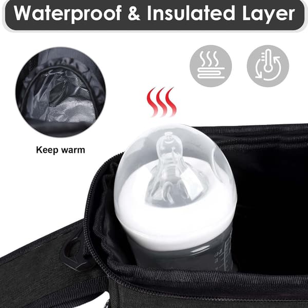 Stroller Bag, Multifunctional Diaper Bag, with Insulated Cup Holder, Zipper Pocket, Shoulder Strap and Storage Space.