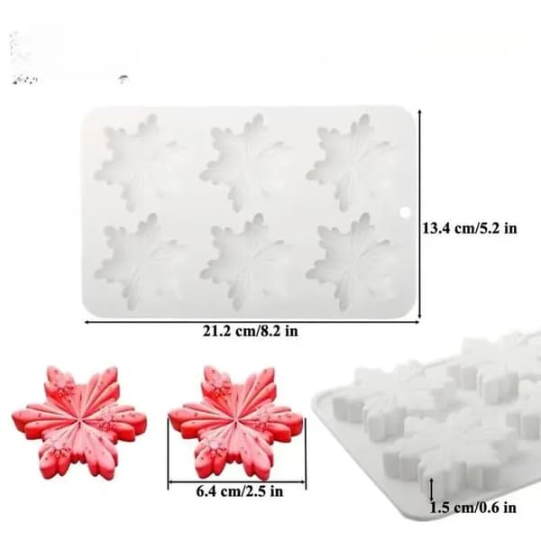 Silikonformset om 2 (12 hålrum) - snöflinga - livsmedelssäker - vit