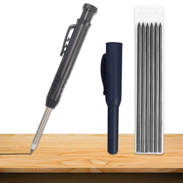 Mechanische Zimmermannsbleistifte mit 6 Minen, Tieflochmarker set 6 Minen + Spitzer + Schreibgriff, Professional Tiefochmarker inkl, Baustelle,