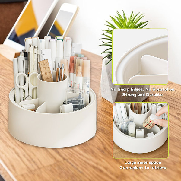 Makeup Organizer Drejelig, 360° Organizer, Badeværelsesorganizer Kosmetik, Blyantsorganizer, Kosmetik Til Kommode, Soveværelse, Badeværelse