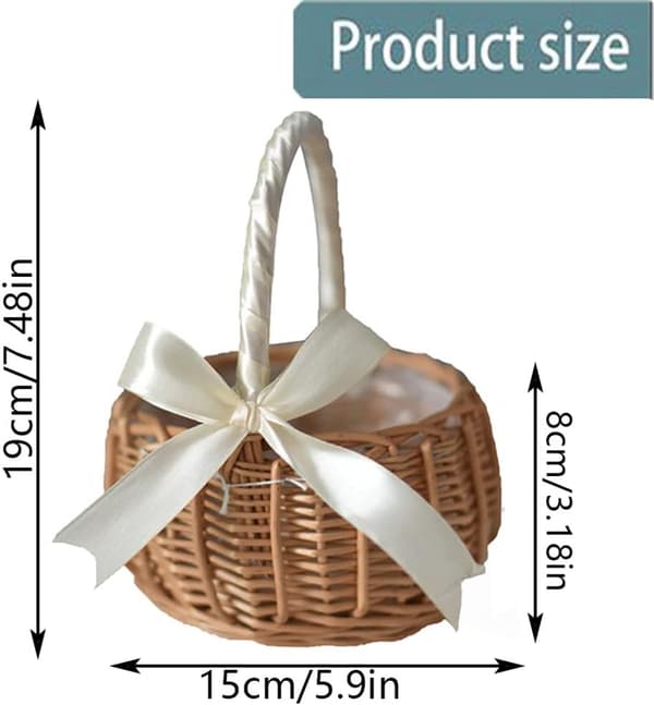 Two Small Woven Baskets with Handles, Rattan Baskets with Handles, Straw Wedding Baskets, Wedding Sprinkle Baskets, Bridesmaid Flowers and Fruit...