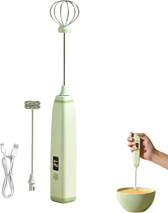 Elektrisk mælkeskummer, kraftfuld stavblender, 3 justerbare hastigheder, til Latte/Æggehvide/Fløde/Kakao.