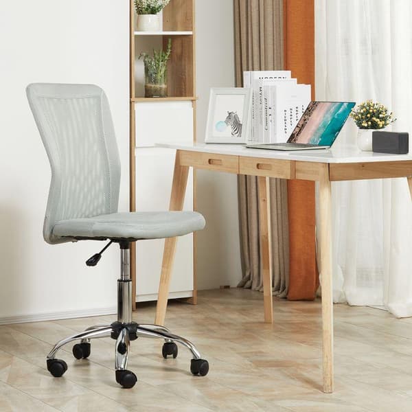 Vinsetto Ergonomisk Kontorstol, Høydejusterbar, Krombase, 360° Sving, Grått Mesh-trekk