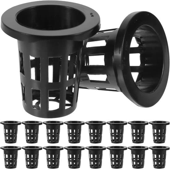 Hydroponics - Dyrkningssystem - Netkopper - Bred læbe - Sorte potter - Havearbejde - Grøntsager - 2 tommer - Rund - Plast - Hydroponics Kit - 50 stk