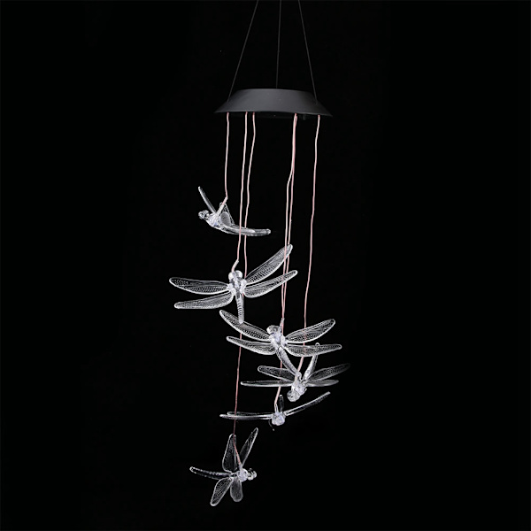 Solcelled LED-lys 7 farger skiftende hengende vindklokker (Transparent)