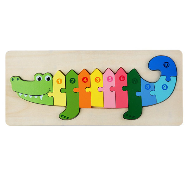 Wooden Jigsaw Puzzles Cartoon Digital Animal Jigsaw Pieces Family Game Toy Best Gift for Adults and Kids