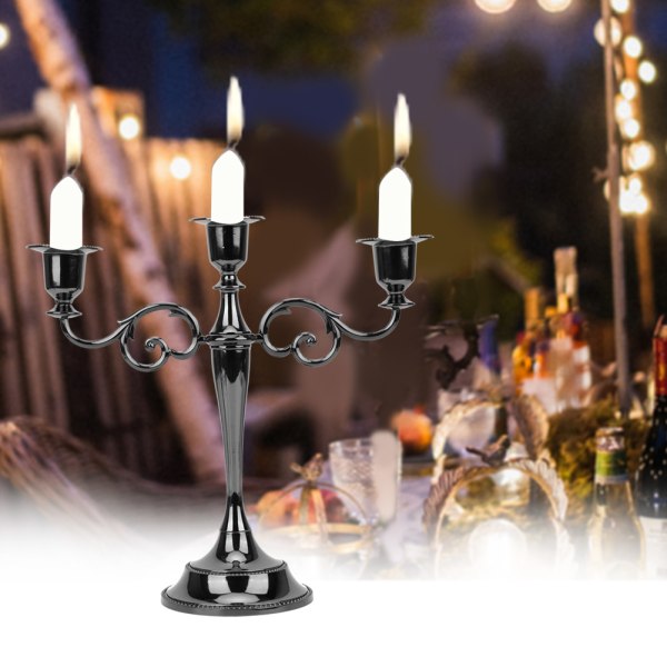 Europeisk stil romantisk ljusstake Ljusstake för middag Hem Hotell Bröllopsrestaurang3 Heads Black
