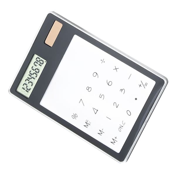 Solar Powered Calculator Touch Screen 8-Digit LCD Transparent Pocket Calculator for Work, Study, Home, Black