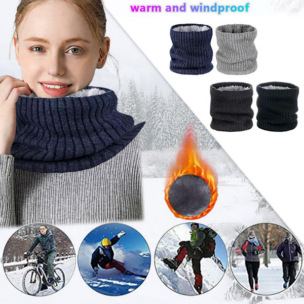 2 st Vinter Halsvärmare Stickad Hals Gaiter Tjock Vindtät Termisk Halsduk Ansiktsmask för Män Kvinnor