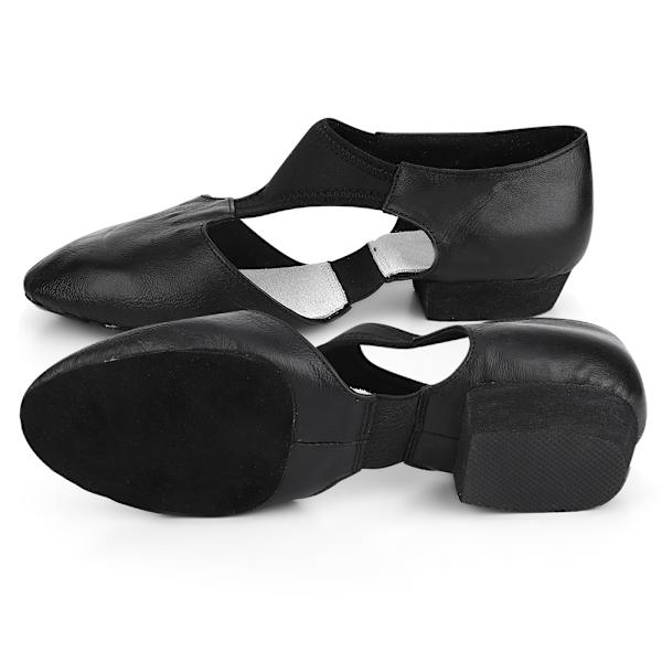 1 par PU-läder Jazz Ballroom Black Dance Shoes Vuxna Flickor Barn Dans Sko(39)