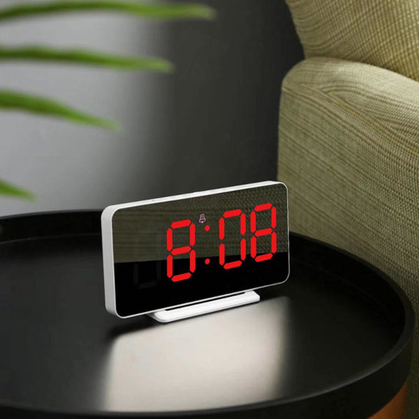 LED Mirror Alarm Clock Electronic Alarm Clock Adjustable Mirror Bedside Clock