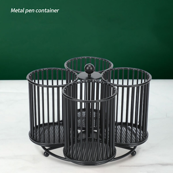 Fire-sylindret roterende pennestativ Sminkepenselpottspennholder Roterende blyantstativ Organizer Roterende holder
