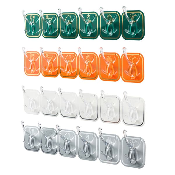 Self-adhesive Acrylic Wall Hooks, Cuttable and Punch-free, Multifunctional Storage Shelf for Kitchen, Bathroom