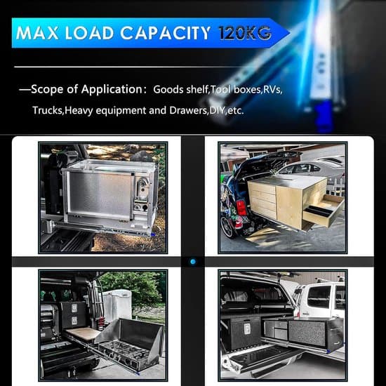 Heavy Duty 450mm Lockable Drawer Slides, 120kg Capacity for RVs, 1 Pair
