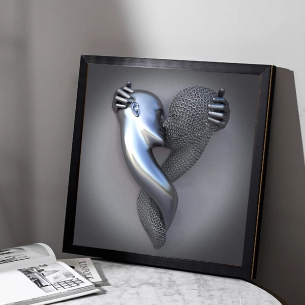 3D Kärlekshjärta Modern konst Dekorativ Metallfigur Staty Konst Dukmålning Vägghängande Ramlös rumsdekoration