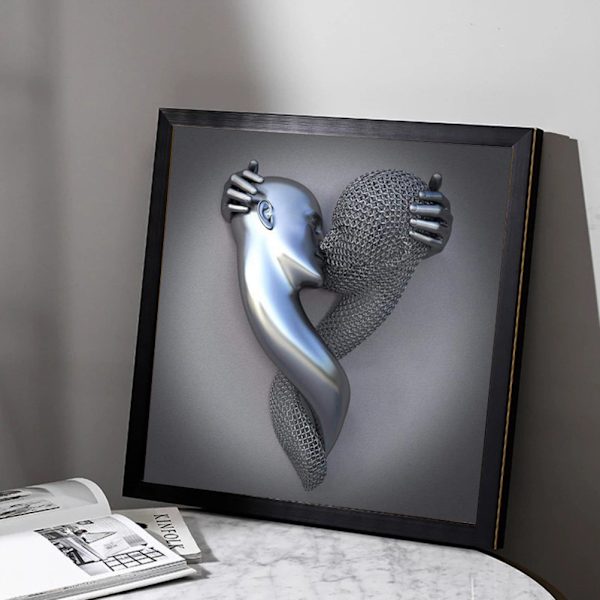 3D Kærlighedshjerte Moderne Kunst Dekorativ Metalfigur Statue Kunst Lærred Maleri Væghængende Rammeløs Rum Dekoration