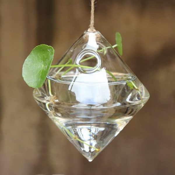 Transparent Glas Hængende Vase Hydroponisk Terrarium Plantepotte Blomstervase Dekoration